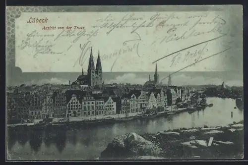 AK Lübeck, Ansicht von der Trave