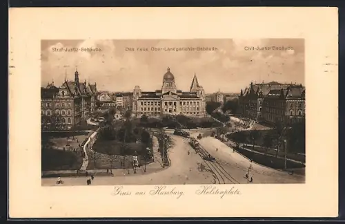 AK Hamburg-Neustadt, Holstenplatz, Straf-Justiz-Gebäude, Ober-Landgerichts-Gebäude, Civil-Justiz-Gebäude