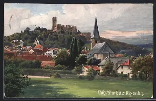 AK Königstein im Taunus, Blick zur Burg
