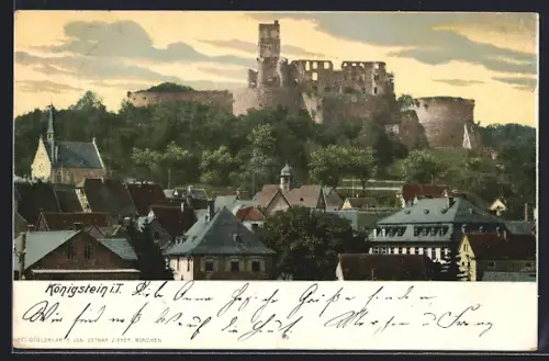AK Königstein i. T., Burgruine, Stadtansicht
