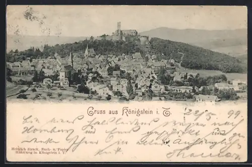 AK Königstein i. T., Stadtansicht mit Burg