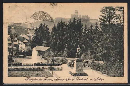 AK Königstein im Taunus, Herzog-Adolf-Denkmal, Anlage, Burg