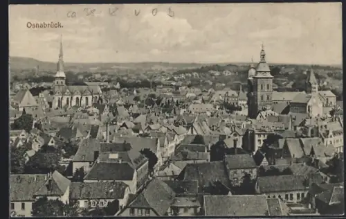 AK Osnabrück, Stadtpanorama mit Kirchen und historischen Gebäuden
