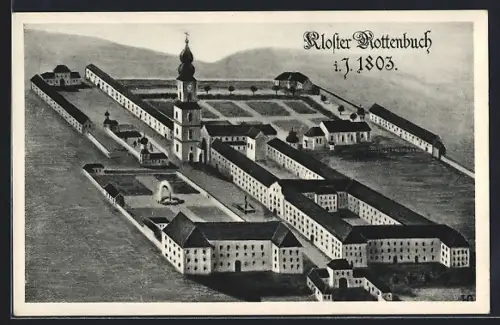 AK Rottenbuch / Ammer, Kloster Rottenbuch im Jahr 1803