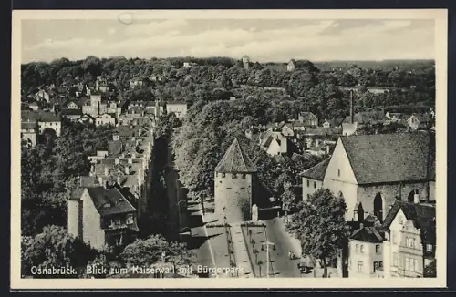 AK Osnabrück, Blick zum Kaiserwall mit Bürgerpark