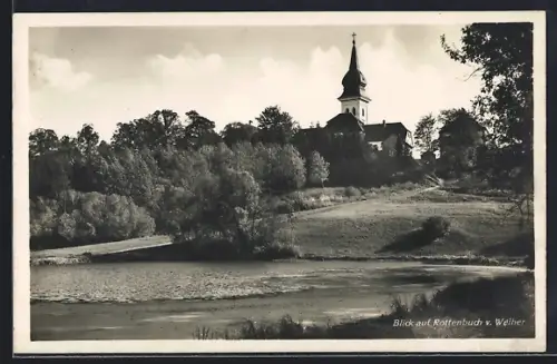 AK Rottenbuch / Ammer, Blick auf Kirche und Weiher