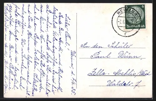 AK Weimar / Thüringen, Rathaus mit Marktplatz