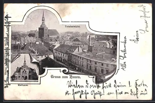 AK Nauen / Havel, Totalansicht, Rathaus