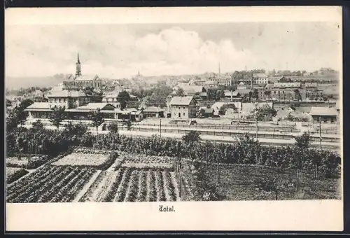 AK Münchberg, Totalansicht mit Bahnhof