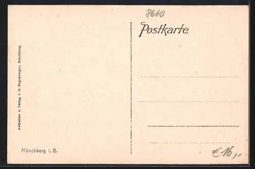 AK Münchberg i. B., Blick auf den Kreuzberg mit Strassenpartie