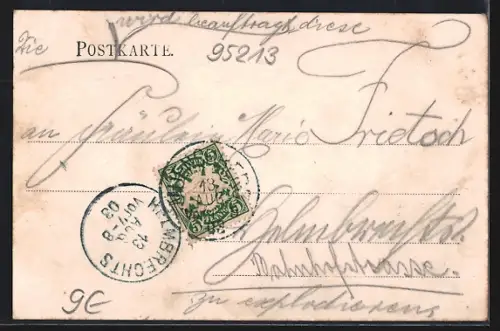 AK Münchberg i. Bayern, Teilansicht mit Eisenbahn