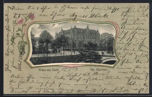 Lithographie Stade, Königliche Regierung, Passepartout