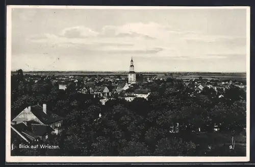 AK Wriezen, Teilansicht mit Kirche