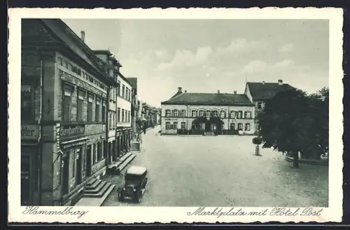 AK Hammelburg, Marktplatz mit Hotel Post