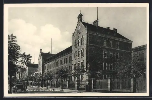AK Karlsruhe i. B., vor der Kaserne J. R. 109