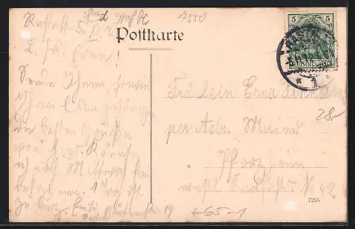 AK Rastatt, Strassenpartie mit Bahnhof