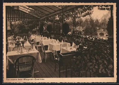 AK Berlin-Friedenau, Weinrestaurant Wagner-Casino, Terrasse mit Ausblick