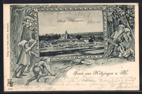 AK Kitzingen, Oberer Mainquai, Zwerge im Wald