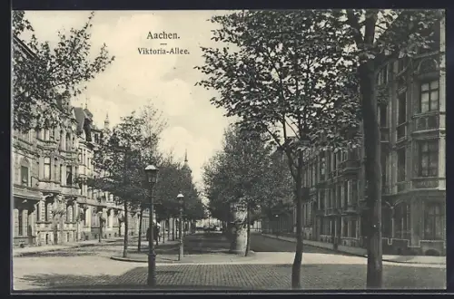 AK Aachen, Strassenpartie der Victoria-Allee