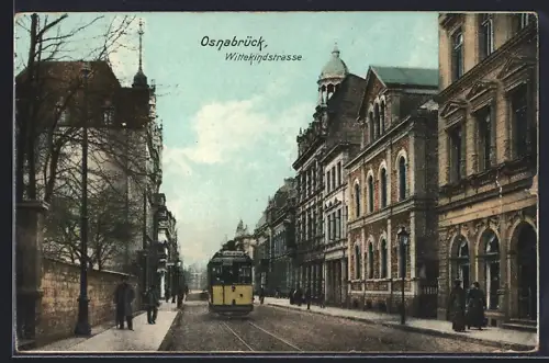 AK Osnabrück, Wittekindstrasse mit Strassenbahn