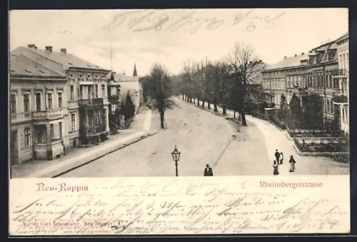 AK Neu-Ruppin, Rheinsbergerstrasse von oben