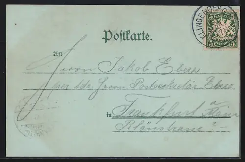 Mondschein-AK Klingenberg / Main, Uferpartie, Strassenpartie