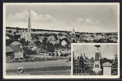 AK Seesbach /Soonwald, Teilansicht mit Kirche, Kriegerdenkmal