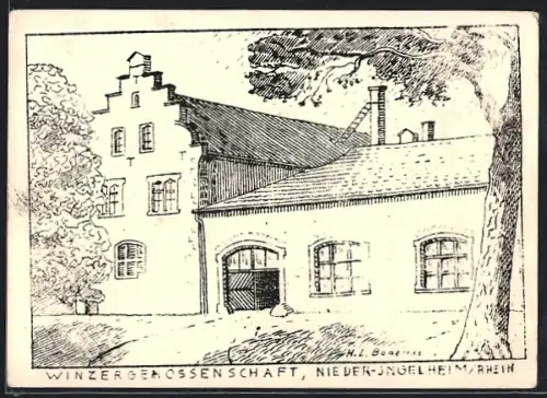 Künstler-AK Nieder-Ingelheim a. Rhein, Winzergenossenschaft