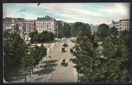 AK Berlin-Tiergarten, Lützowplatz, Strassenansicht mit Kutschen und Wohnhäusern