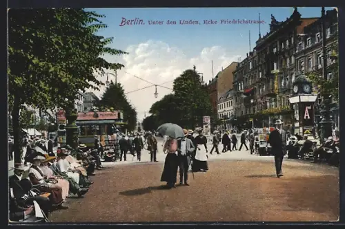 AK Berlin, Unter den Linden, Ecke Friedrichstrasse