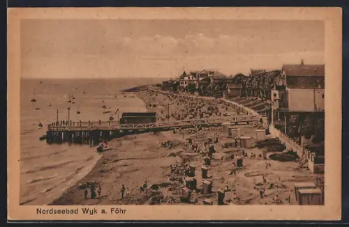 AK Wyk a. Föhr, Strand, Seebrücke, Strandkörbe