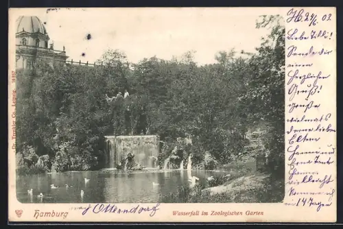AK Hamburg, Wasserfall im Zoologischen Garten