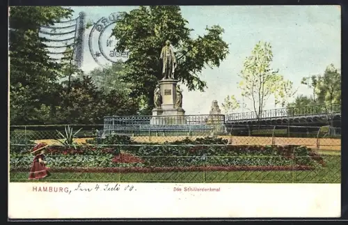 Lithographie Hamburg, Schillerdenkmal