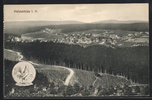 AK Hahnenklee i. H., Panoramaansicht des Ortes und Umgebung