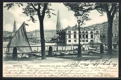 AK Hamburg-Neustadt, Alsterpavillon vom neuen Jungfernstieg gesehen