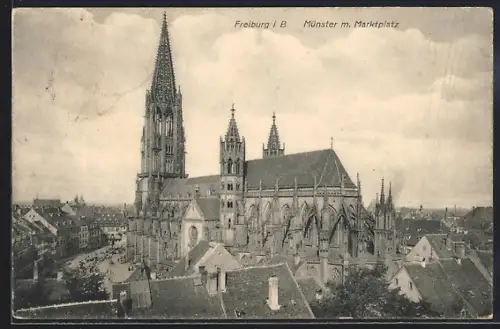 AK Freiburg i. B., Münster, Marktplatz