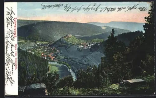 AK Schwarzburg, Blick vom Trippstein auf Tal und Schloss