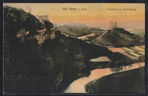 AK Bad Kösen a. Saale, Rudelsburg, Saaleckburg, Saalelandschaft