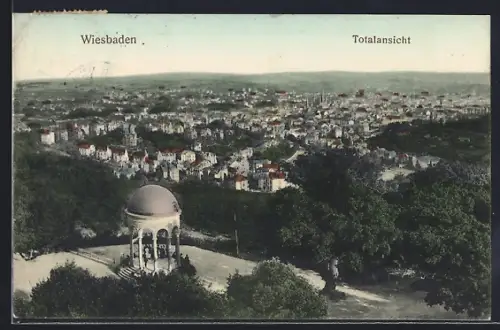 AK Wiesbaden, Totalansicht mit Pavillon