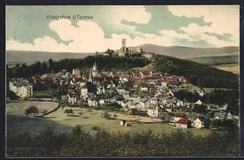 AK Königstein i. Taunus, Stadtansicht mit Burgruine
