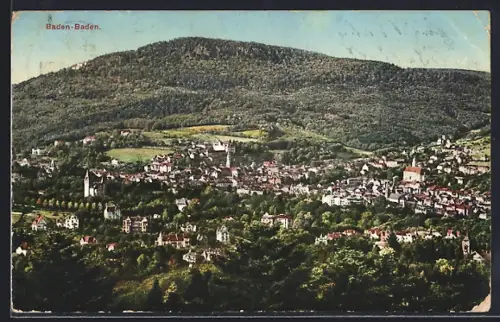 AK Baden-Baden, Panoramaansicht der Stadt und Umgebung