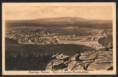 AK Braunlage /Oberharz, Blick von der grossen Wurmbergklippe