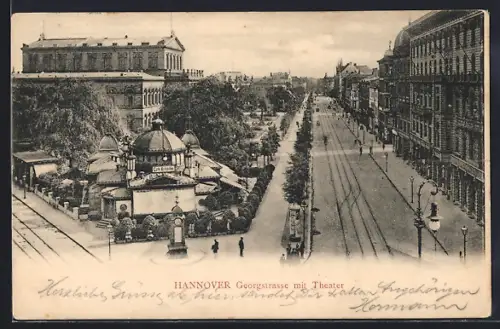AK Hannover, Cafe Kröpcke an der Georgstrasse, Theater