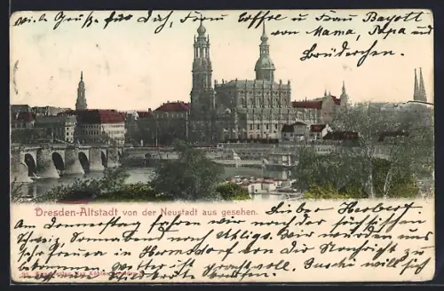 AK Dresden, Altstadt von der Neustadt aus gesehen