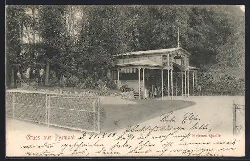 AK Bad Pyrmont, Helenen-Quelle, Pavillon, Parkanlage
