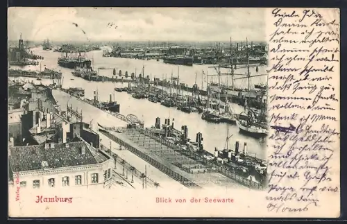 AK Hamburg-St.Pauli, Blick von der Seewarte, Hafen, Schiffe