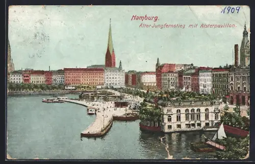 AK Hamburg-Neustadt, Alter Jungfernstieg mit Alsterpavillon