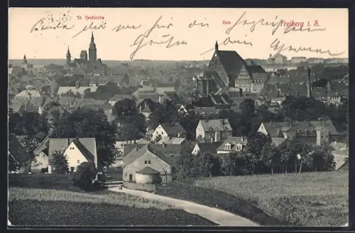 AK Freiberg i. S., St. Petri-Kirche, Dom, Stadtansicht