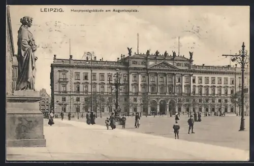 AK Leipzig, Hauptpostgebäude am Augustusplatz