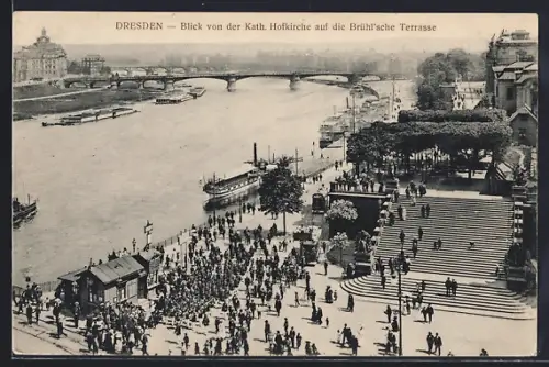 AK Dresden, Blick von der Katholischen Hofkirche auf die Brühl`sche Terrasse